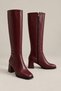 Ballety Crocodile-Patterned Square-Toe Chunky-Heel Zippered Women's Boots. - 2
