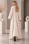 Women's standing-collar dress with folded sleeves and knitted cardigan set - 3