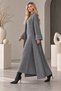 Women's standing-collar dress with folded sleeves and knitted cardigan set - 2