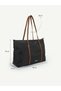 Black-Tan Shk357 Large Capacity, Shoulder Strap, Zippered, Everyday Shopper Bag. - 8