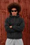Men's Stand-Up Collar Hooded Casual Seasonal Black Raincoat - 5