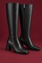 Ballety Crocodile-Patterned Square-Toe Chunky-Heel Zippered Women's Boots. - 5