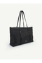 Black Shk357 Large Capacity, Shoulder Strap, Zippered, Everyday Shopper Bag. - 5