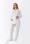 Maternity Pajama Set with Robe, 3-Piece Set, with Bow and Lace Details, Buttoned, Nursing-Friendly.