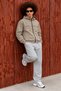 Men's Stand-Up Collar Hooded Casual Seasonal Beige Raincoat - 6