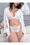 Polka Dot Tulle Lace Mini Nightgown 3-Piece Set - 2