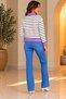 Women's Polo Neck Half-Zip Striped Knit Sweater, Long Sleeve. - 4