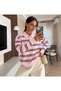 Women's Thin Striped Polo Collar Buttoned Comfortable Fit Long Sleeve Knitwear Sweater