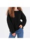 Women's Boat Neck Plain Knit Off Shoulder Comfortable Fit Long Sleeve Basic Knitwear Sweater - 3