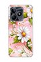 Realme C53 Compatible Transparent Phone Case with Daisy Pink Print.