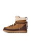Women's Suede Boots & Booties with Stitching Details, Wool Lining, and Logo Print in Tan. - 4