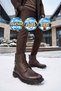 Coffee Brown Genuine Leather Men's Boots with Fleece Lining, Zipper, and Rubber Sole, Model 600530. - 2