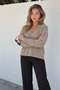 Women's V-Neck Seasonal Beige Knit Sweater