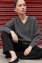 Women's V-Neck Casual Anthracite Sweater - 3