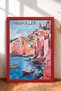 Vernazza in the Bay, Red Sailboat Framed Painting, Italy Poster, Living Room, Kitchen, Wall Decor, Itp206.