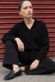 Women's V-Neck Casual Black Sweater - 3