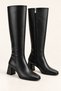 Ballety Crocodile-Patterned Square-Toe Chunky-Heel Zippered Women's Boots. - 3