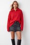 Women's Red Half-Zip Knit Sweater Alc-X16038 - 3