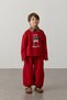 Oversized Printed Jogger Sweat Suit Red