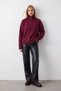 Women's Burgundy half-zip knit sweater Alc-X16038 - 5