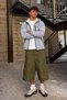 Men's Hooded, Pocketed, Everyday Grey Faux Fur Raincoat. - 6