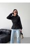 Hooded Zippered Sweatshirt Jacket with Trimmed Details - 5