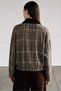 Beige Coffee Collar Velvet Plaid Jacket with Pockets Per9848 - 3