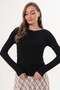 Women's Long Sleeve Blouse with Side Gathered Detail Cty-Şml-265381 - 4