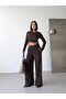 TEXTURED RUChed CROP TOP AND WIDE-LEG PANTS SET - 7