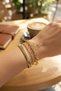 Brass Gold Color Snake Chain Model Bow Detailed Women's Bracelet Combination - 2