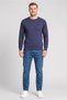 Men Round Neck Knitted Sweater, Navy Blue - 2