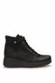 D26Kb-4085 Women's Genuine Leather Flat Boots, Black.