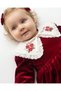 Cherry burgundy velvet detachable collar christmas special occasion holiday dress for baby girls - 3