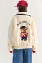 Women's Oversized Plush Sweatshirt with Bear Embroidery, Stand-Up Collar, and Button Details 4241 60286781 - 8