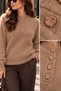 Crew Neck Buttoned Women's Knitwear Sweater - 3