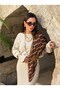 Geometric Patterned Brown Triangle Knit Scarf - 3