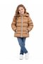 Girl's Hooded Digital Print Patterned Fluffy Coat - Water and Wind Resistant