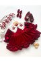 Cherry burgundy velvet detachable collar christmas special occasion holiday dress for baby girls - 6