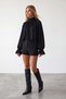 Women's Black Mock Neck Blouse with Scarf Detail and Ruffled Sleeves, Knit, Alc-X15994 - 2