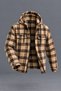 Men's Hooded Double-Pocket Plaid Camel Lumberjack Shirt - 5