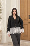 Women's Knitwear Cardigan Buttoned Long Sleeve V-Neck Hem and Sleeves Ruched Gathered Tie-Up Off Shoulder R