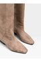 Mink Suede (Annie) Flat Boots with a Pointed Toe, Below-The-Knee Length, and Fur Lining. - 7