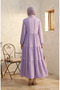 Aerobin Fabric Buttoned Layered Modest Dress 4124-17 Light Lilac - 5