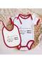 Bk Kids Anneannesi's Sleepy Lamb Design Red Baby Bodysuit and Bib Gift Set - 1 - 2
