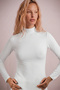 Women's 2-Pack White Long-Sleeve Turtleneck Cotton Basic Blouse. - 2