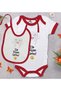 Bk Kids First Tooth Design Red Baby Bodysuit and Bib Gift Set - 1, for Ages 6-9 Months.