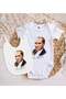 Bk Kids Atatürk-Themed White Baby Bodysuit and Bib Gift Set - 12, for Ages 0-3 Months. - 2