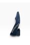 Women's Thick-Soled, Low-Heeled Satin Shoes with Stone Embellishments on the Side. - 6
