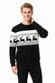 Men's Deer Pattern Crew Neck Long Sleeve Thick Winter Casual Knit Sweater