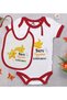Bk Kids “Take Me to My Aunt” Design Red Baby Bodysuit and Bib Gift Set - 1, for Ages 12-18 Months.